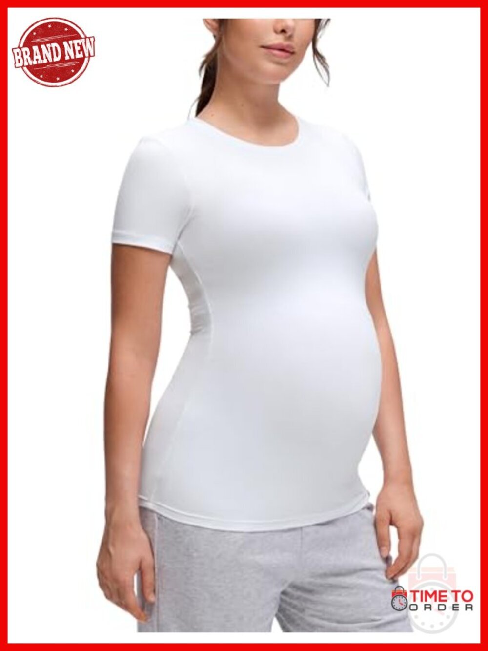 Soft Embrace Maternity Crewneck Short Sleeve T-Shirt - Casual Pregnancy Top
